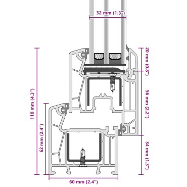vidaXL Εσωτερικό Χρώμα Παραθύρου Υπόγειου Λευκό RISOR 110 x 70 cm