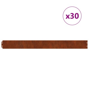 vidaXL Περίγραμμα γκαζόν 30 τμχ. 20 x 103 cm Σκ rusty
