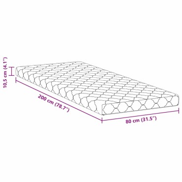 vidaXL Στρώμα Λευκό 80x200cm Ζακάρ ύφασμα 1 τεμ. - Μονό