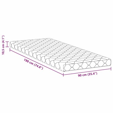 vidaXL Στρώμα Λευκό 90x190cm Ζακάρ ύφασμα 1 τεμ. - Μονό