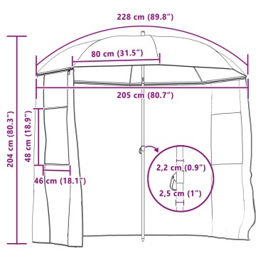 vidaXL Ομπρέλα Ψαρέματος 228 x 204 εκ Oxford Πολυεστέρας Παραλλαγή
