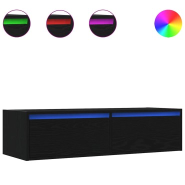 vidaXL Έπιπλο Τηλεόρασης με LED Μαύρη βελανιδιά 100X35,5x25cm