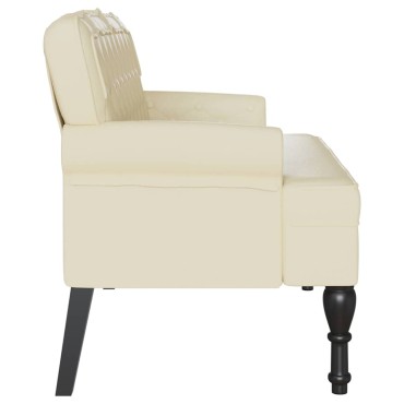 vidaXL Καναπές Chesterfield Κρεμ 119,5x64,5x75cm Τεχνητό Δέρμα