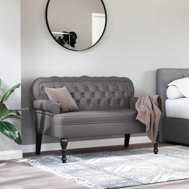 vidaXL Καναπές Chesterfield Γκρι 119,5x64,5x75cm Τεχνητό Δέρμα