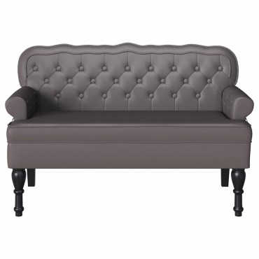 vidaXL Καναπές Chesterfield Γκρι 119,5x64,5x75cm Τεχνητό Δέρμα
