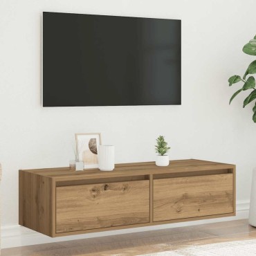 vidaXL Έπιπλο Τηλεόρασης με LED Τεχνίτης βελανιδιά 100X35,5x25cm