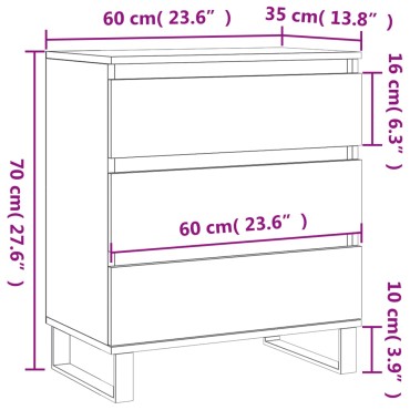 vidaXL Ντουλάπι Γκρι Sonoma 60x35x70cm από Επεξεργασμένο Ξύλο 1 τεμ.