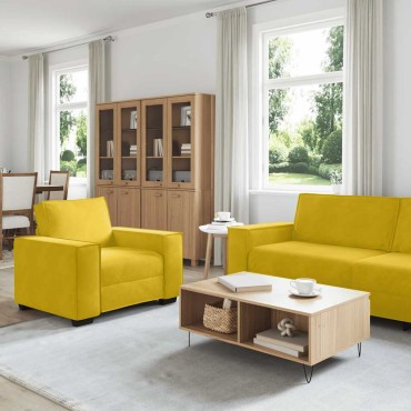 vidaXL Σετ Καναπέδων 3 Τεμαχίων με Μαξιλάρια Κίτρινο Βελούδο