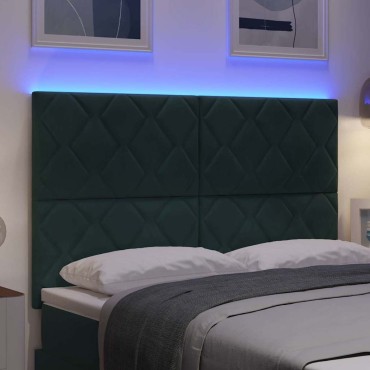 vidaXL LED κεφαλάρι Σκούρο Πράσινο Βελούδο 160x7x128cm