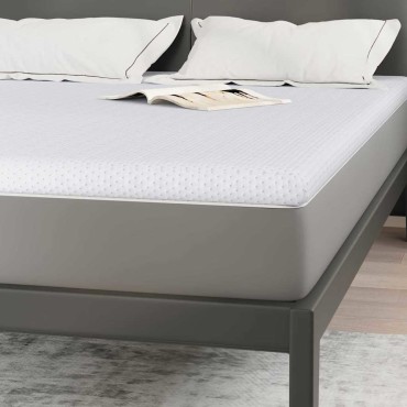vidaXL Στρώμα επικάλυψης Λευκό 140 x 190 cm Υφασμα Jacquard