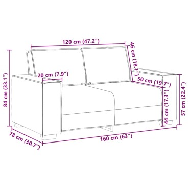 vidaXL Διθέσιος Καναπές Λευκό 160x78x84cm