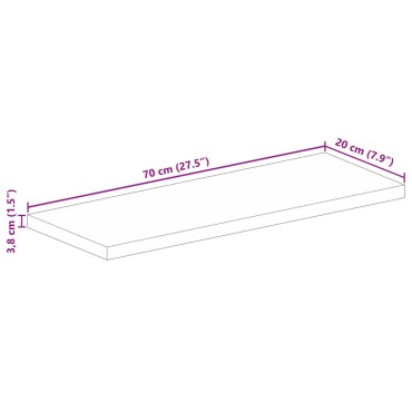 vidaXL Επιφάνεια Τραπεζιού Ορθογώνια 70x20x3,8cm από Μασίφ Ξύλο και Ακατέργαστο Μάνγκο 1 τεμ.