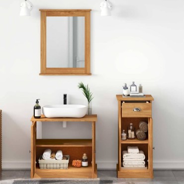 vidaXL Σετ Επίπλων Μπάνιου VIGO 3 τεμ. Μέλι Καφέ 37.5x34x80cm