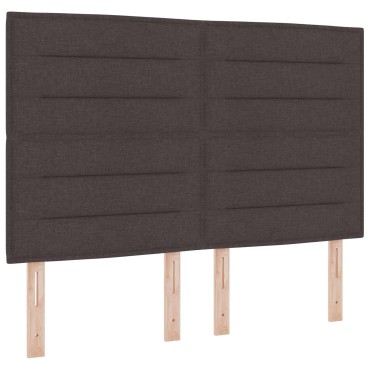 vidaXL LED κεφαλάρι Σκούρο Καφέ ύφασμα 144x7x128cm