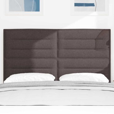 vidaXL LED κεφαλάρι Σκούρο Καφέ ύφασμα 144x7x128cm