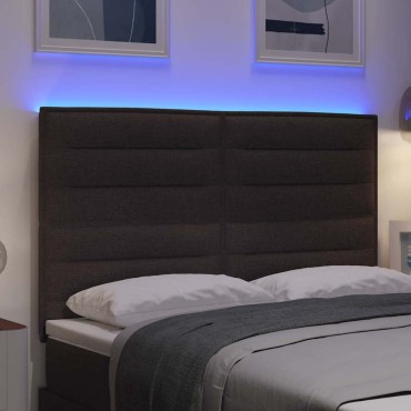 vidaXL LED κεφαλάρι Σκούρο Καφέ ύφασμα 144x7x128cm