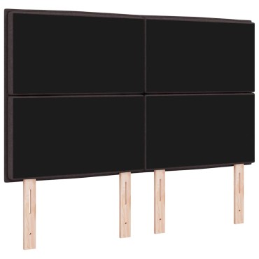 vidaXL LED κεφαλάρι Σκούρο Καφέ ύφασμα 144x7x128cm