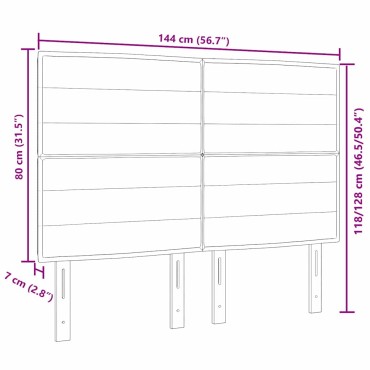 vidaXL LED κεφαλάρι Σκούρο Καφέ ύφασμα 144x7x128cm