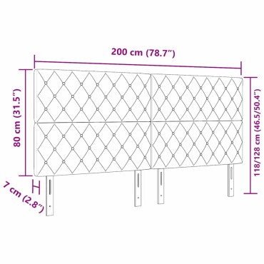 vidaXL LED κεφαλάρι με LED ταινίες φωτός Σκούρο Μπλε Βελούδο 200x7x128cm