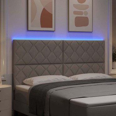 vidaXL LED κεφαλάρι Taupe ύφασμα 180x7x128cm