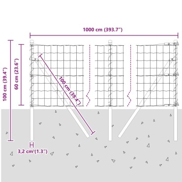 vidaXL Εξωτερικό Ευρωπαϊκό Φράχτη Στήριξης 10x0,6 μ Ασημί Δίχτυ