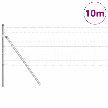 vidaXL Εξωτερικό Ευρωπαϊκό Φράχτη Στήριξης 10x0,6 μ Ασημί Δίχτυ