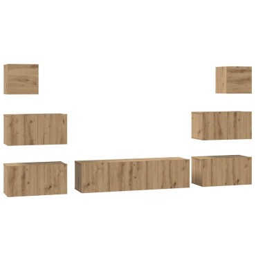 vidaXL Σετ επίπλου τηλεόρασης 8 τμχ. Artisan Oak Επεξεργασμένο Ξύλο