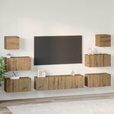 vidaXL Σετ επίπλου τηλεόρασης 8 τμχ. Artisan Oak Επεξεργασμένο Ξύλο