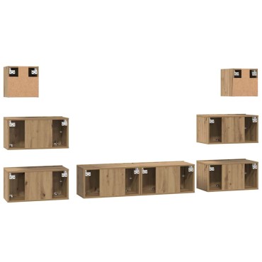 vidaXL Σετ επίπλου τηλεόρασης 8 τμχ. Artisan Oak Επεξεργασμένο Ξύλο