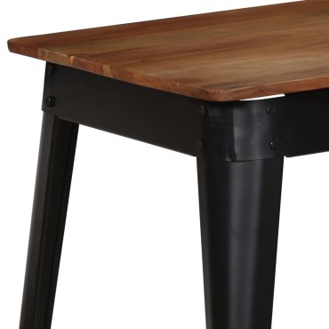 vidaXL Τραπεζαρία 120x60x76cm από Μασίφ Ξύλο Ακακίας και Ατσάλι 1 τεμ.