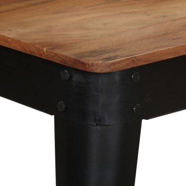 vidaXL Τραπεζαρία 120x60x76cm από Μασίφ Ξύλο Ακακίας και Ατσάλι 1 τεμ.