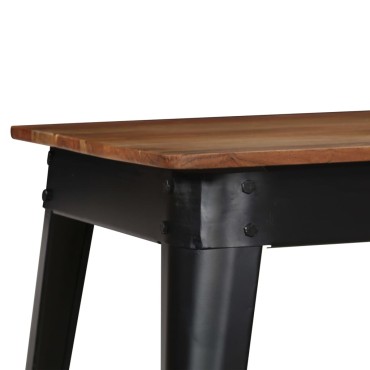vidaXL Τραπεζαρία 120x60x76cm από Μασίφ Ξύλο Ακακίας και Ατσάλι 1 τεμ.