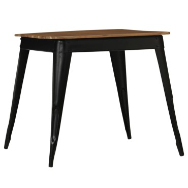vidaXL Τραπεζαρία 75x75x76cm από Μασίφ Ξύλο Ακακίας και Ατσάλι 1 τεμ.
