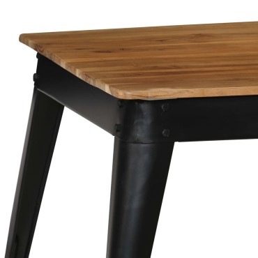 vidaXL Τραπεζαρία 75x75x76cm από Μασίφ Ξύλο Ακακίας και Ατσάλι 1 τεμ.
