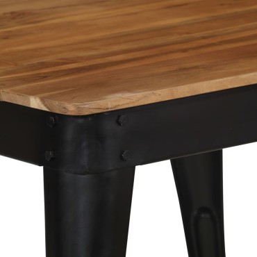 vidaXL Τραπεζαρία 75x75x76cm από Μασίφ Ξύλο Ακακίας και Ατσάλι 1 τεμ.