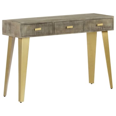 vidaXL Τραπέζι Κονσόλα Γκρι / Μπρονζέ 110x35x76cm Μασίφ Ξύλο Μάνγκο 1 τεμ.