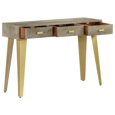 vidaXL Τραπέζι Κονσόλα Γκρι / Μπρονζέ 110x35x76cm Μασίφ Ξύλο Μάνγκο 1 τεμ.