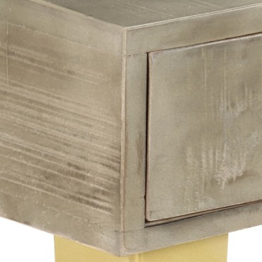 vidaXL Τραπέζι Κονσόλα Γκρι / Μπρονζέ 110x35x76cm Μασίφ Ξύλο Μάνγκο 1 τεμ.