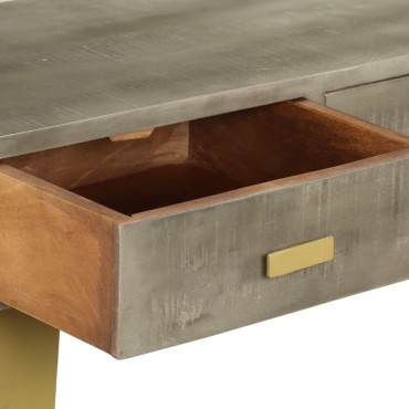 vidaXL Τραπέζι Κονσόλα Γκρι / Μπρονζέ 110x35x76cm Μασίφ Ξύλο Μάνγκο 1 τεμ.