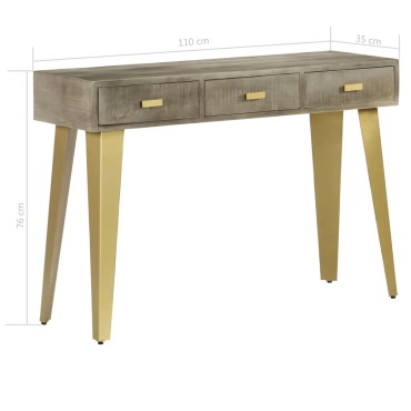 vidaXL Τραπέζι Κονσόλα Γκρι / Μπρονζέ 110x35x76cm Μασίφ Ξύλο Μάνγκο 1 τεμ.