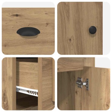 vidaXL Γραφείο με Ντουλάπι Artisan Oak Επεξεργασμένο Ξύλο 154,5x50x75cm 1 τεμ.