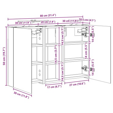 vidaXL Σετ Ντουλαπιών Μπάνιου 3 τεμ. 80x10,5x50 εκ
