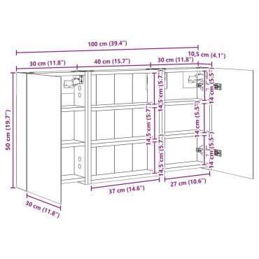 vidaXL Σετ Ντουλαπιών Μπάνιου 3 τεμ. 100x10,5x50 εκ