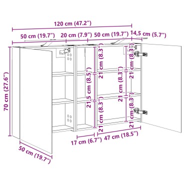 vidaXL Σετ Ντουλαπιών Μπάνιου 3 τεμ. 120x14,5x70 εκ
