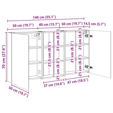 vidaXL Σετ Ντουλαπιών Μπάνιου 3 τεμ. 140x14,5x70 εκ