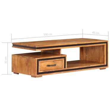 vidaXL Τραπεζάκι Σαλονιού 100x45x33cm από Μασίφ Ξύλο Ακακίας 1 τεμ.