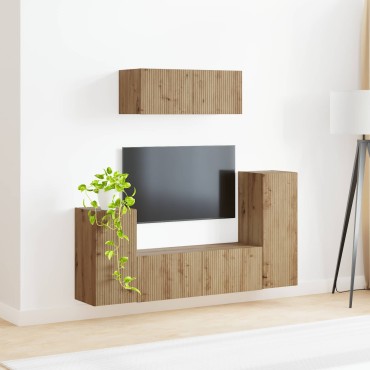 vidaXL Σετ επίπλου τηλεόρασης 4 τμχ. Artisan Oak Επεξεργασμένο Ξύλο