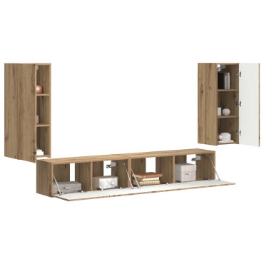 vidaXL Σετ επίπλου τηλεόρασης 4 τμχ. Artisan Oak Επεξεργασμένο Ξύλο
