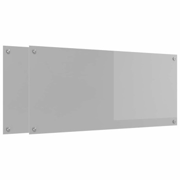 vidaXL Πλάτη κουζίνας 2 τμχ. Ανοιχτό γκρι 110 x 50 cm σκληρυμένο γυαλί