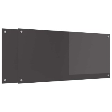 vidaXL Πλάτη κουζίνας 2 τμχ. Σκούρο Γκρι 110 x 50 cm σκληρυμένο γυαλί